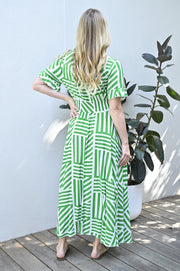 Geo Print Maxi Dress - Green