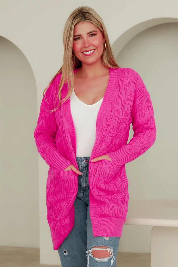 Long Knit Pink Cardigan