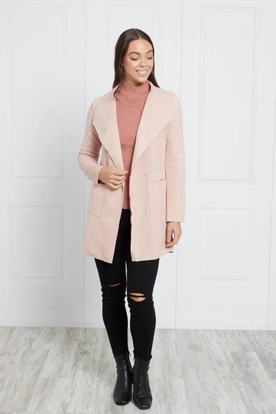 Zara Suede Coat - Blush